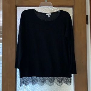 Joie Wool Sweater with Lace Trim